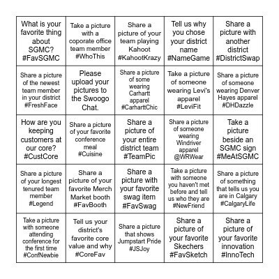 SGMC BINGO Card