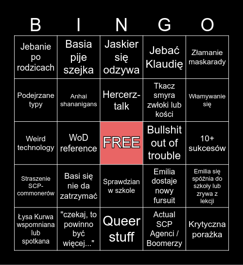 Exaltsekai Bingo Card
