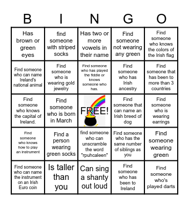 St. Patrick's Day Bingo Card