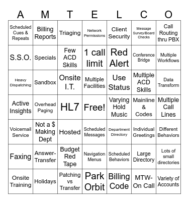 TAS vs. Hospital Bingo Card