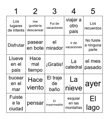 Viajar Lotería Bingo Card