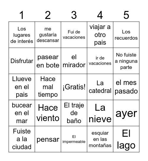 Viajar Lotería Bingo Card