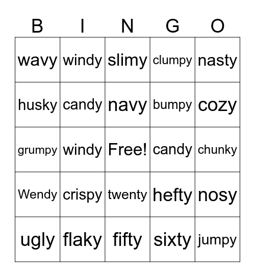 y as e Bingo Card