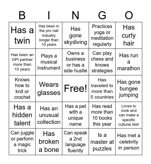 Human Bingo Card