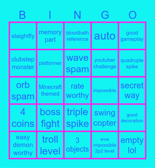 Georgiego560's bingo card Bingo Card