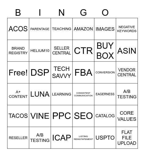 My Amazon Guy - Sales Team BINGO Card