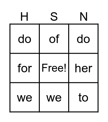 Heart Words Stage 3-4 Bingo Card