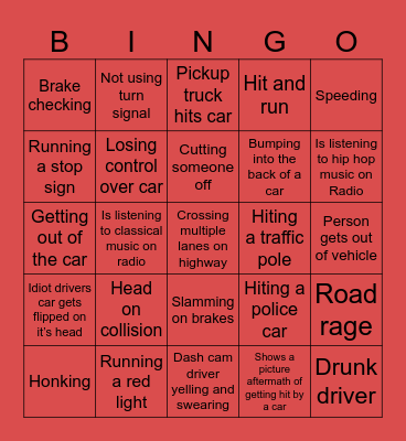 Idiots in cars bingo Card