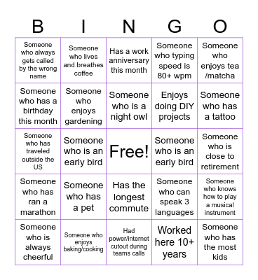 OFFICE Bingo Card