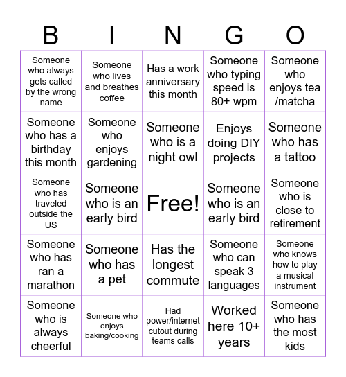 OFFICE Bingo Card