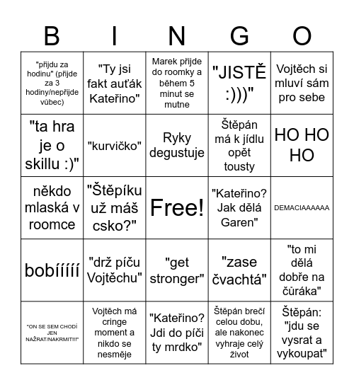 daily bingo zábava Bingo Card