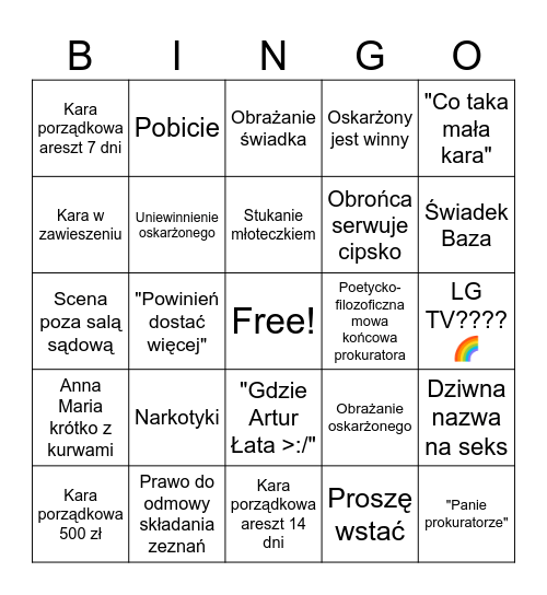 Sędzia Anna Maria Wesołowska Bingo Card