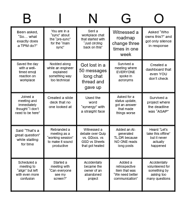 TPM Bingo Card