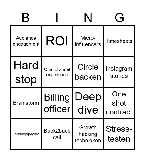 Digital agency Bingo Card