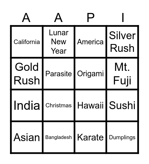 AAPI HERITAGE MONTH! Bingo Card
