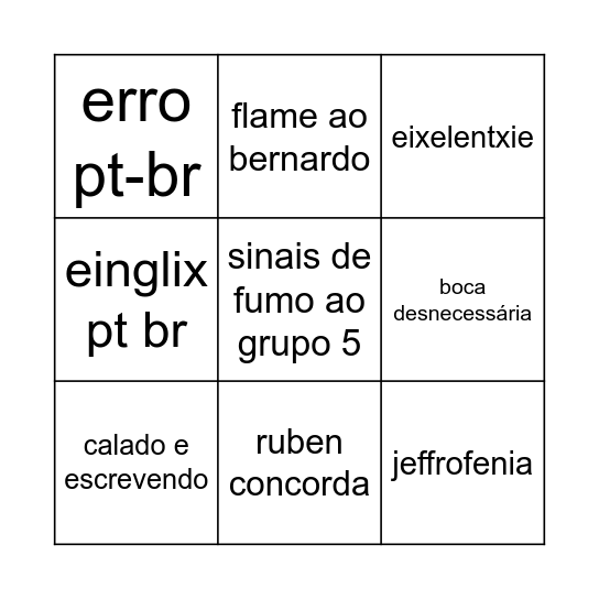 bingojeff Bingo Card