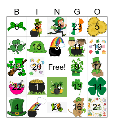 St. Patrick's Day Bingo Card