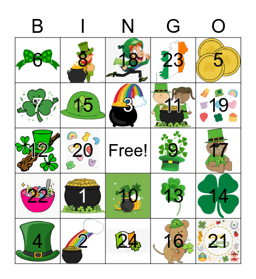 St. Patrick's Day Bingo Card