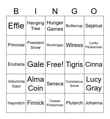 Hunger Games Bingo Card