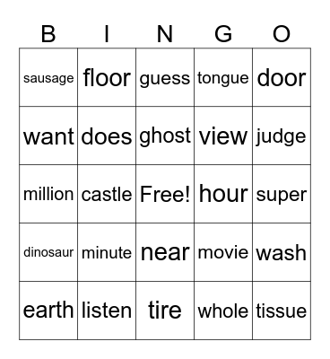 Stage 7.4 Bingo Card