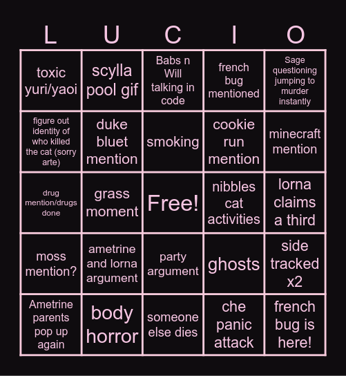 Skye and Babs card Bingo Card