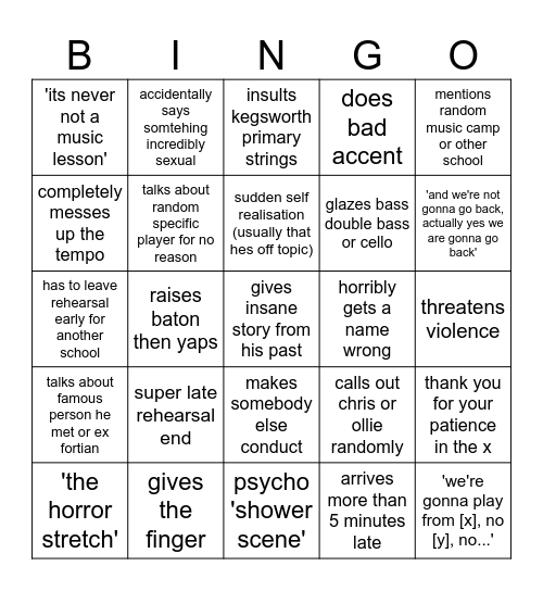 JO Bingo Card