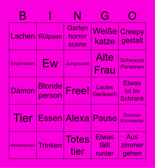 Horror Bingo Card