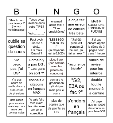 prepa Bingo Card