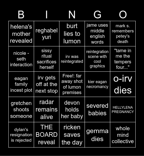 severance s2 finale bingo Card