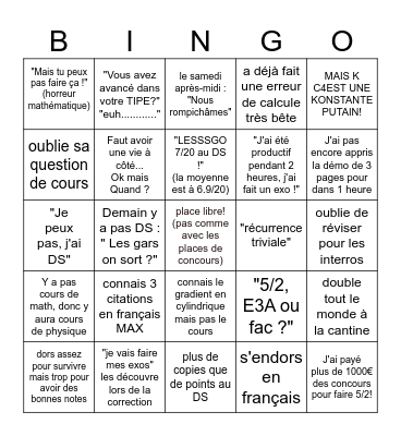 prepa Bingo Card