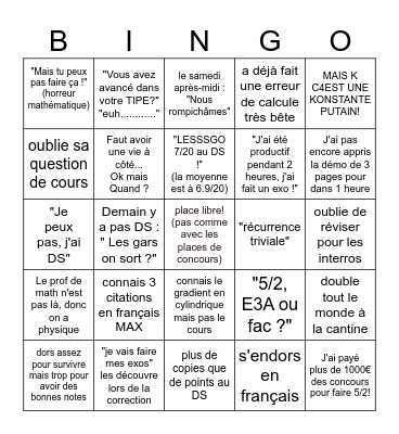 prepa Bingo Card