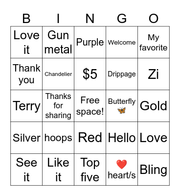 Jewelry Junkie Lady Bingo Card