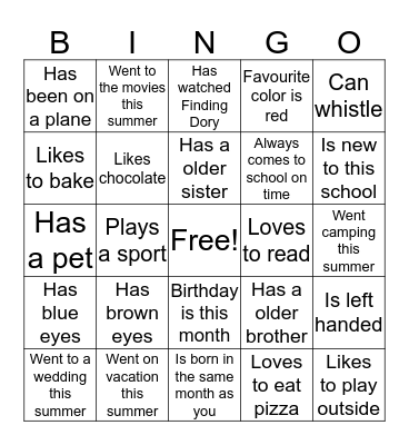 Find Someone Who Bingo Card