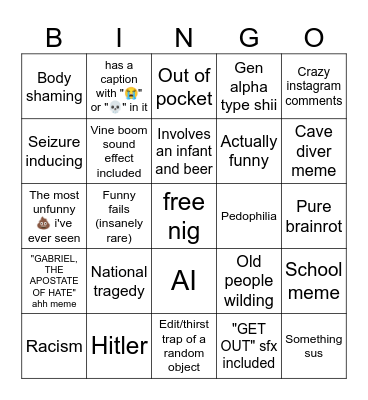 MEME BINGOOOO Bingo Card