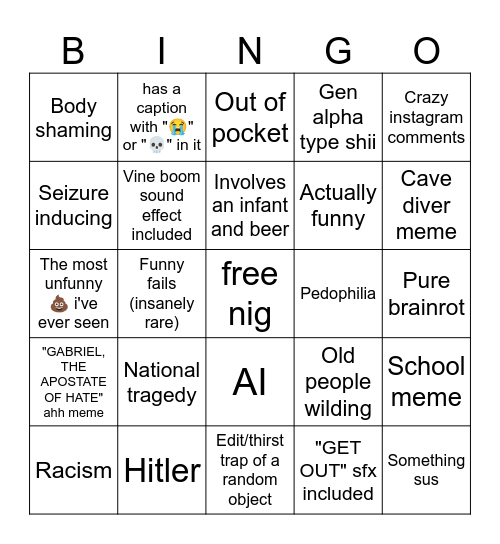 MEME BINGOOOO Bingo Card