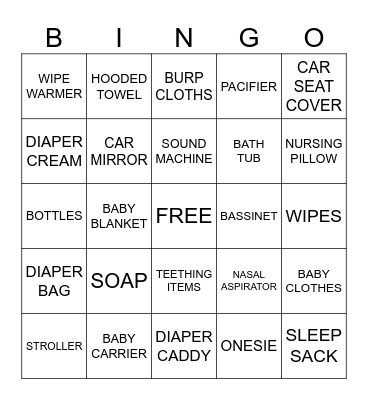 BABY Bingo Card