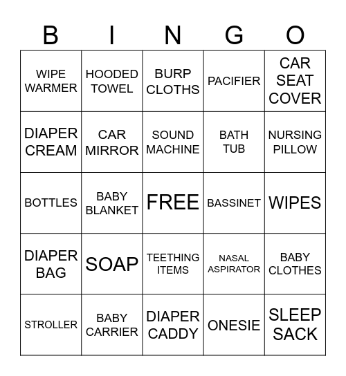 BABY Bingo Card