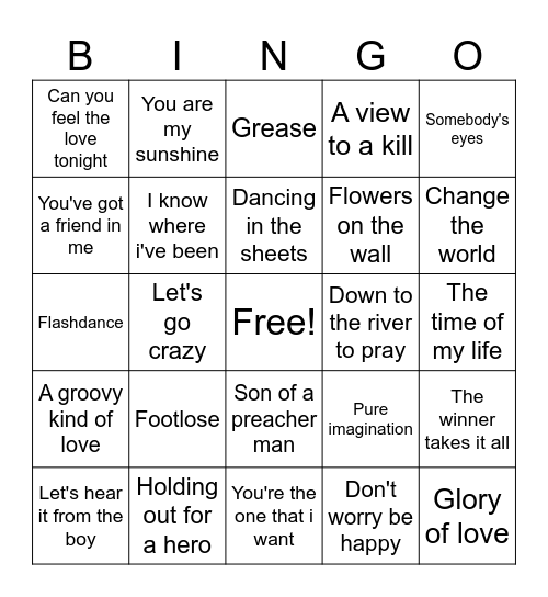 Movie soundtracks Bingo Card