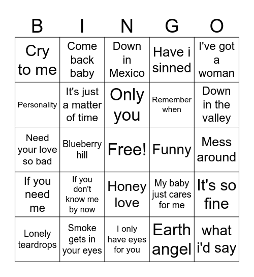 50s soul Bingo Card