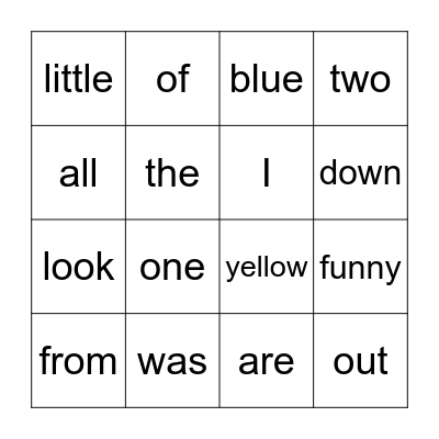 Tricky Word Bingo Card