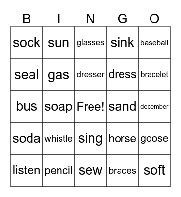S- phrase (brody) Bingo Card