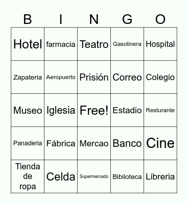 Things In The City Bingo Card