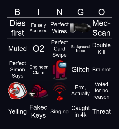 Among Us Night Bingo Card