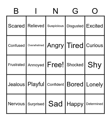 Emotions Bingo Card