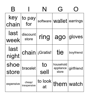 Aut 1B Capt 7B De Compras Bingo Card