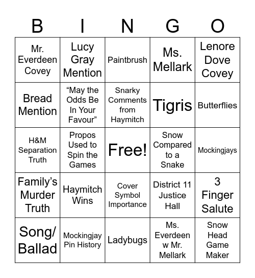 SOTR!!! Bingo Card