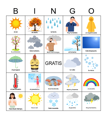 El tiempo atmosférico Bingo Card