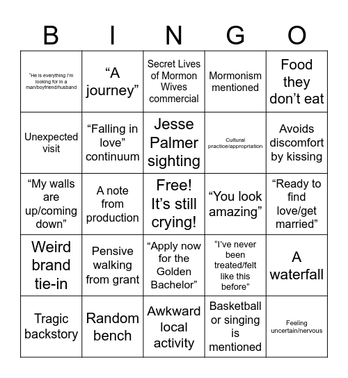 Fantasy? Suites Bingo Card