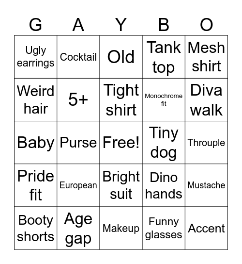 The Gays of Palm Springs Bingo Card