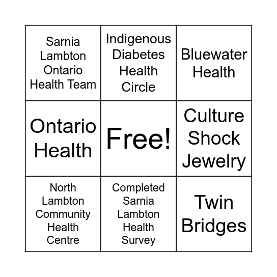 Vendor Bingo! Bingo Card